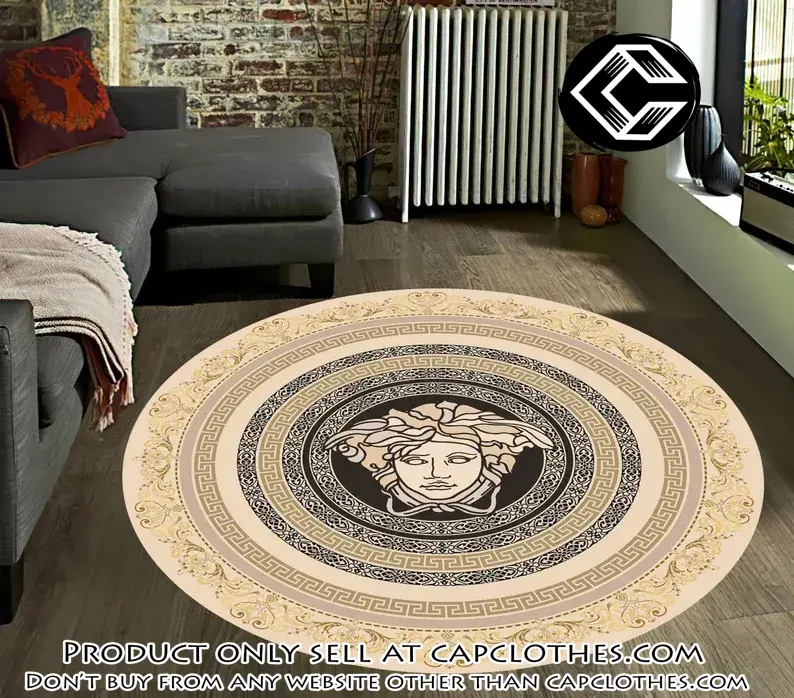 Versace medusa greek round rug carpet luxury brand fashion home decor cc5239760